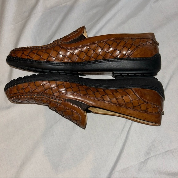 Bragano Italy Brown Leather Woven Loafers - Picture 3 of 13